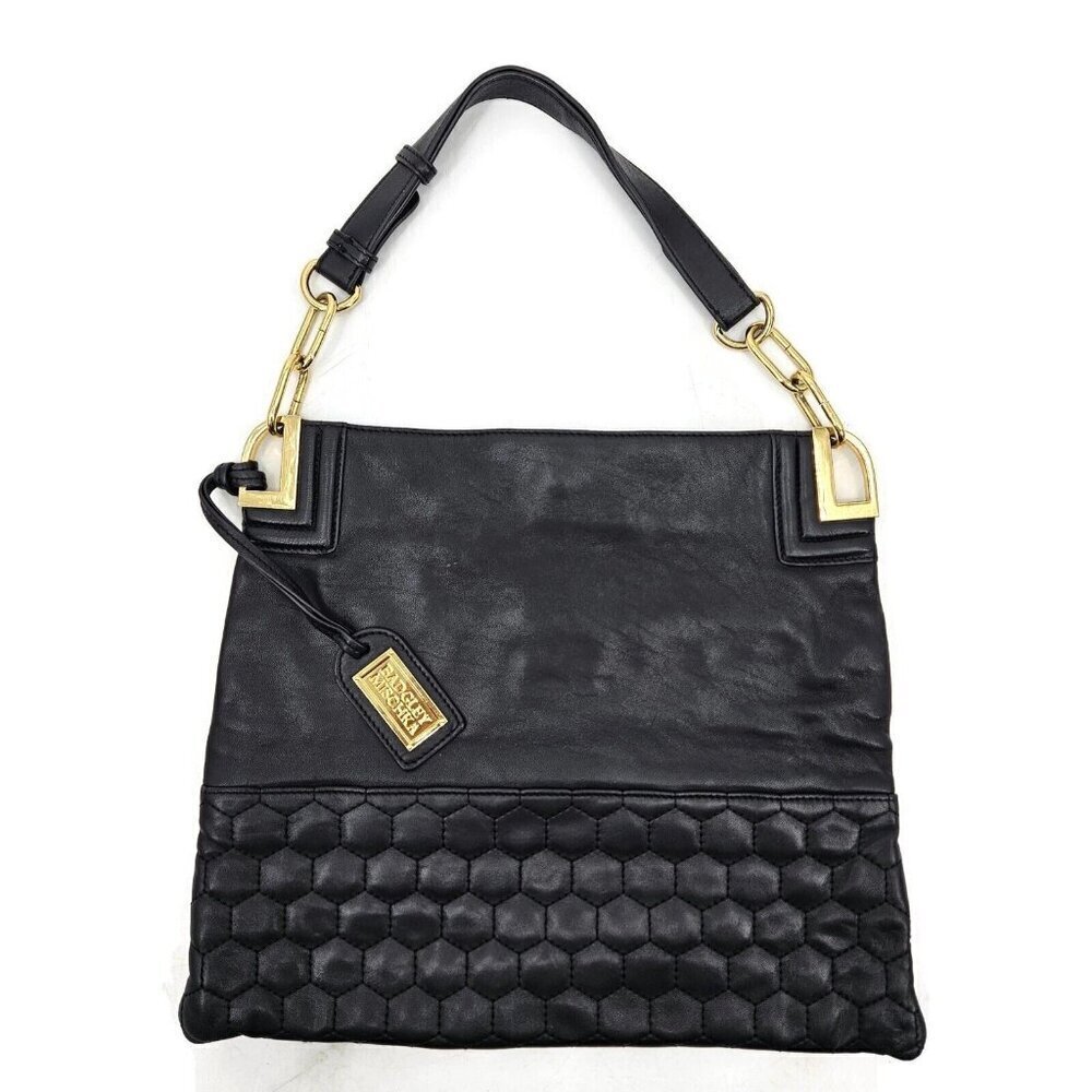 Badgley Mischka Black Leather Shoulder Bag Handbag Purse